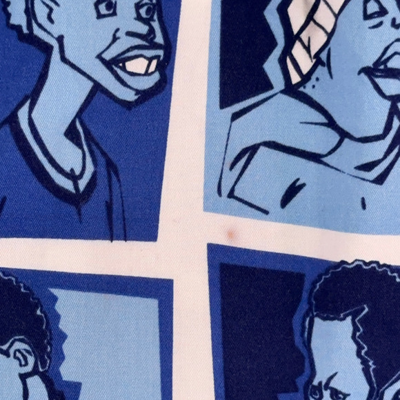 Vintage Platinum Fubu Shirt Adult 3XL Blue Fat Albert Allover 90s Y2K Hip Hop - Picture 11 of 14